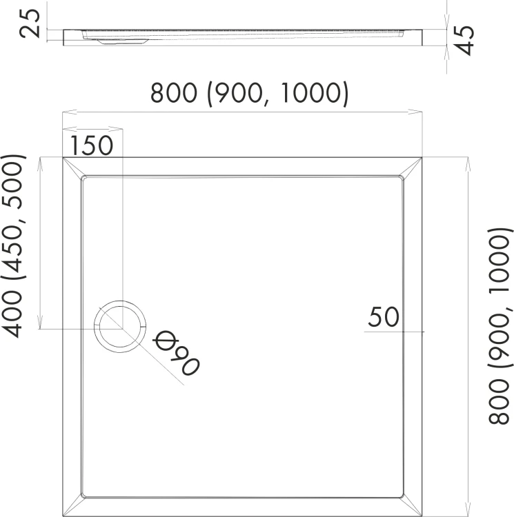 Brodzik kwadratowy SHARPER BLACK MAT 80x80 Schedline, czarny