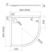 Brodzik półokrągły SHARPER BLACK MAT 90x90 Schedline, czarny