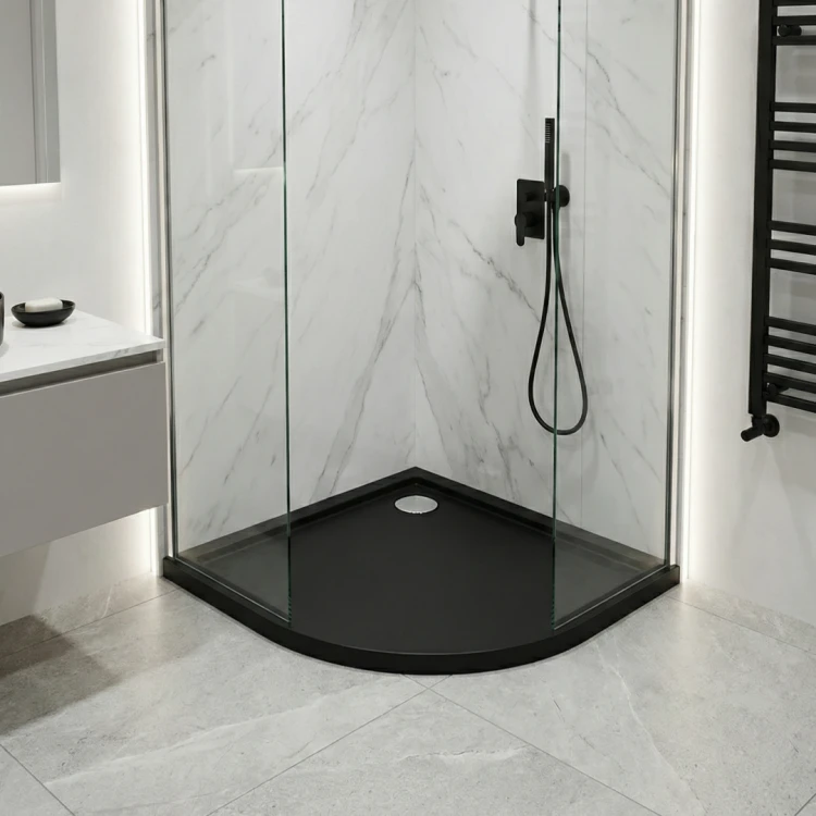 Brodzik półokrągły SHARPER BLACK MAT 90x90 Schedline, czarny