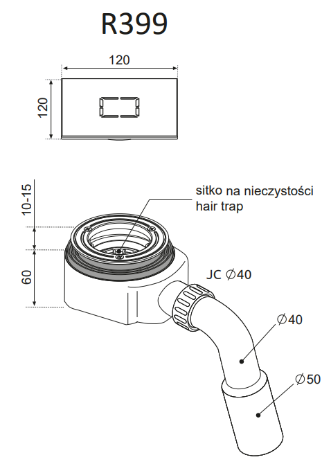 Syfon brodzikowy Radaway R399 90mm