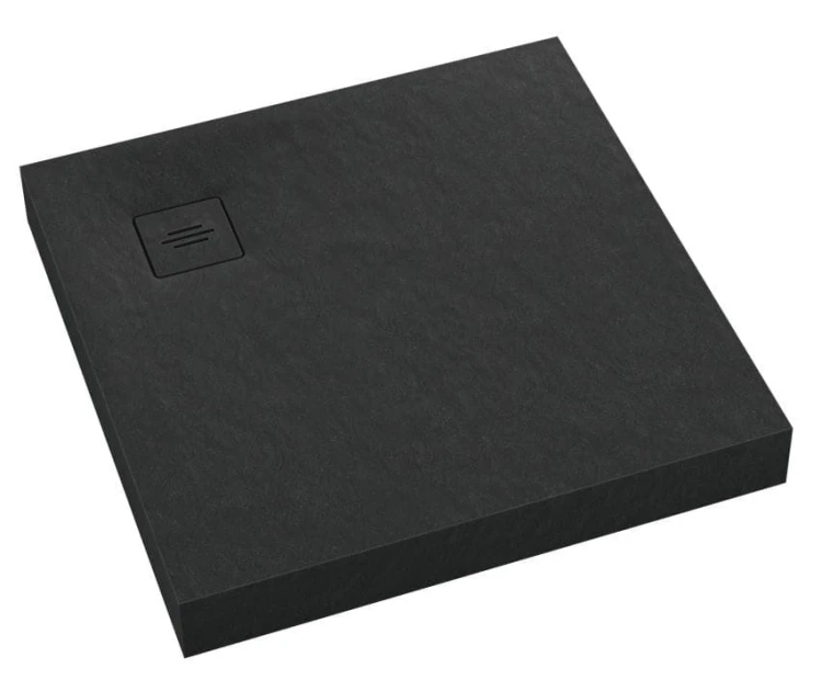 Brodzik kwadratowy NONLIMITS Black Stone 100x100 Schedpol Schedline, czarny
