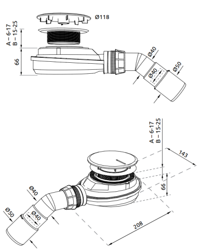 Syfon brodzikowy Radaway Turboflow TBXS 90mm