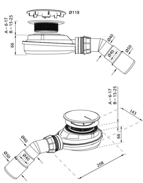 Syfon brodzikowy Radaway Turboflow TBXS 90mm