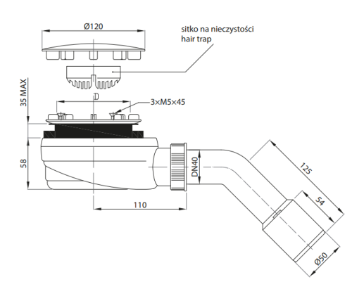 Syfon brodzikowy R580 90mm Radaway