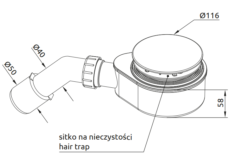 Syfon brodzikowy Radaway R583 Gold złoty 90mm