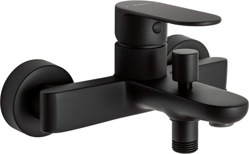 Bateria wannowa ścienna nero czarna Alpinia Deante