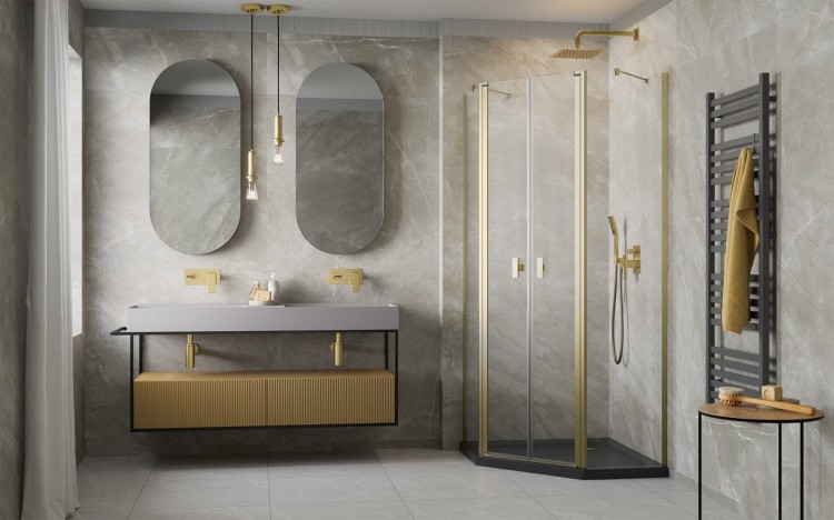 Kabina pięciokątna Radaway Nes Brushed Gold PTD