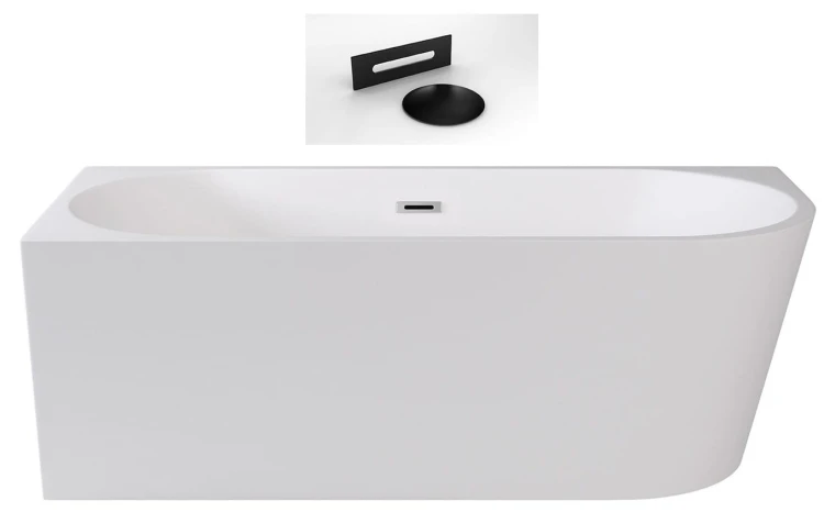 Wanna wolnostojąca Zoya Besco 150x75 biała lewa maskownice czarne
