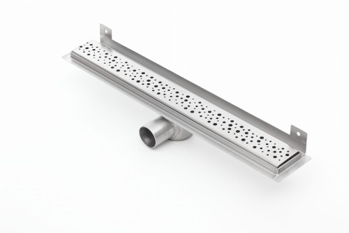 Odpływ liniowy ścienny z flanszą i metalowym syfonem Kesmet 100 cm z rusztem Chaos