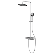 Natynkowy zestaw prysznicowy termostatyczny z deszczownicą i szklaną półką Cetus Chrome Lavita