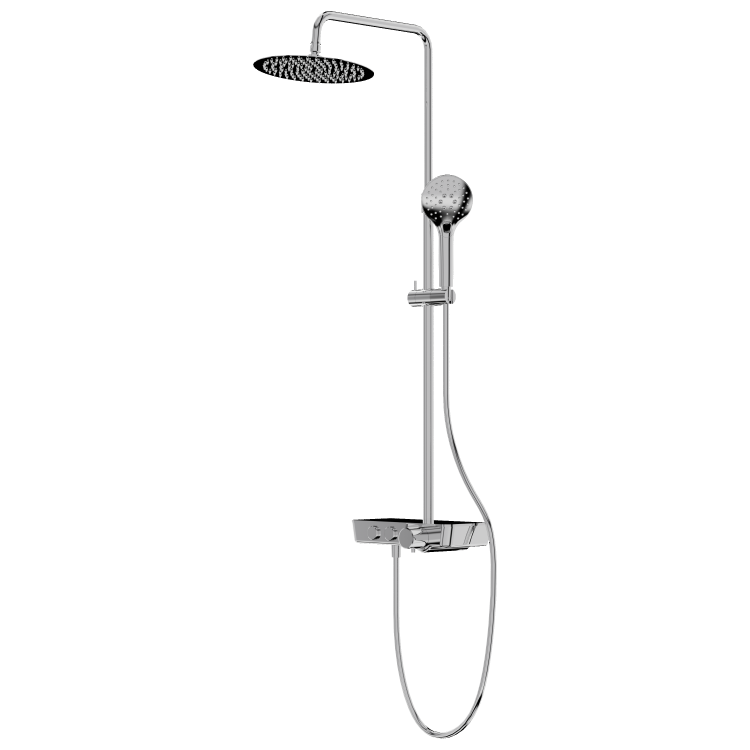 Natynkowy zestaw prysznicowy termostatyczny z deszczownicą i szklaną półką Cetus Chrome Lavita
