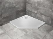 Brodzik pięciokątny Radaway Doros PT E 100x80x5 Stone biały lewy