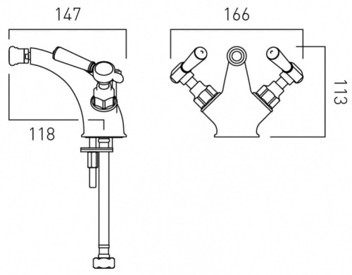 Bateria bidetowa z korkiem Axbridge Lever Chrom Vado