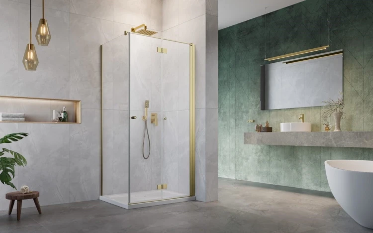 Kabina prysznicowa Radaway Nes Brushed Gold KDJ B prawa