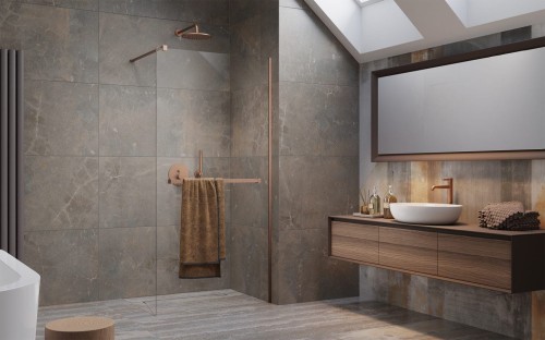 Kabina walk-in Radaway Modo New Brushed Copper II z wieszakiem
