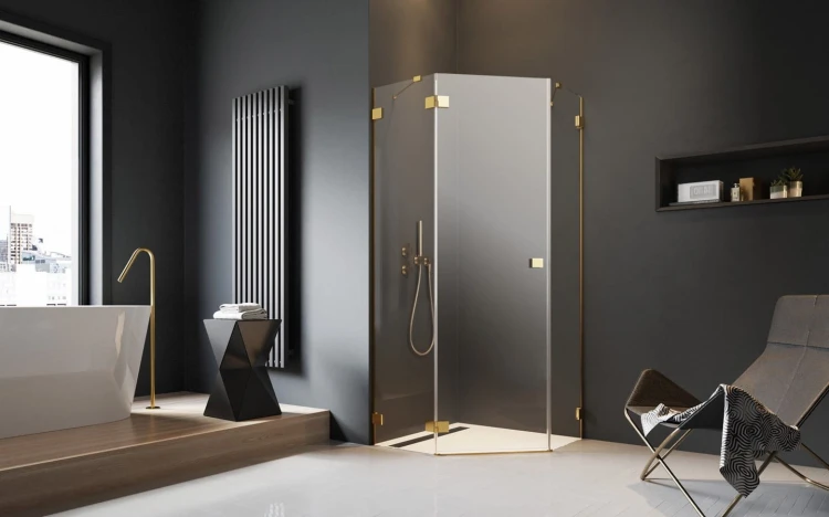 Kabina pięciokątna Essenza Pro Gold PTJ Radaway lewa złota