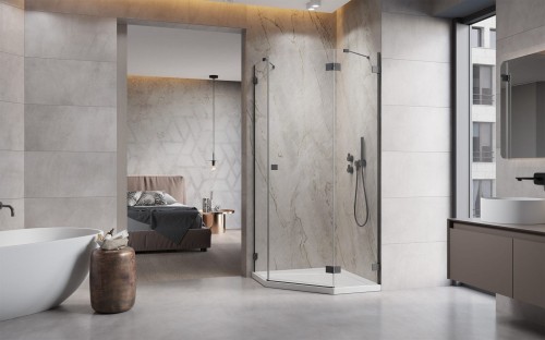 Kabina pięciokątna Essenza Pro 8 Brushed GunMetal PTJ Radaway prawa