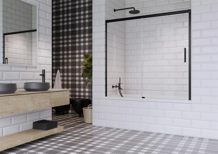 Zabudowa nawannowa Radaway Idea Black PN DWJ 140x150,5 lewa przejrzysta