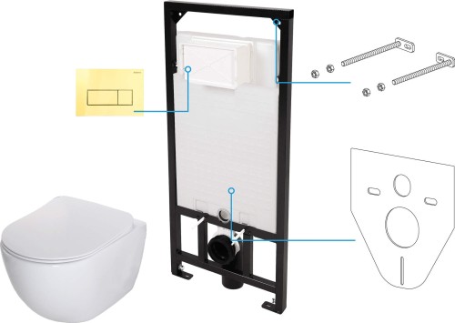 Zestaw WC podtynkowy 6 w 1 Peonia Zero Deante CDEZ6ZPW