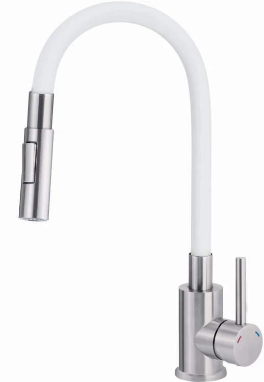 Bateria kuchenna stojąca z giętą wylewką Luno Deante biała