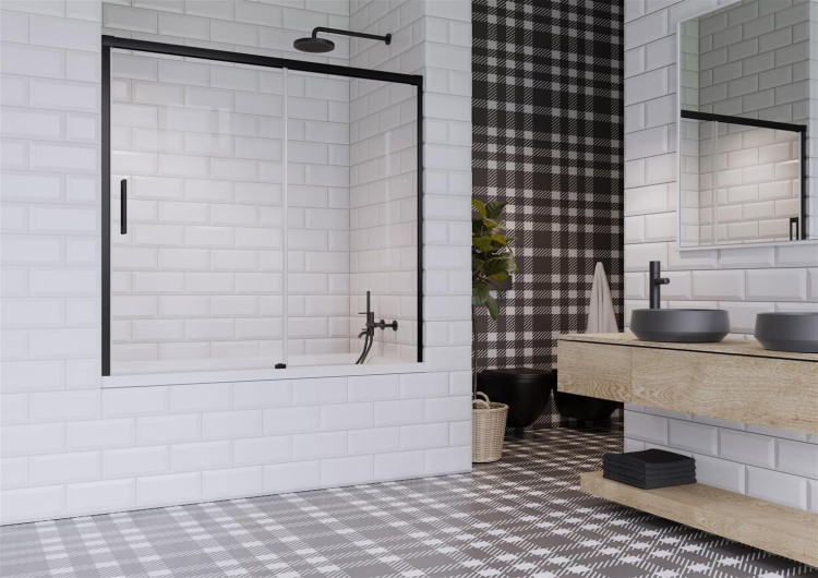 Zabudowa nawannowa Radaway Idea Black PN DWJ 160x150,5 prawa przejrzysta