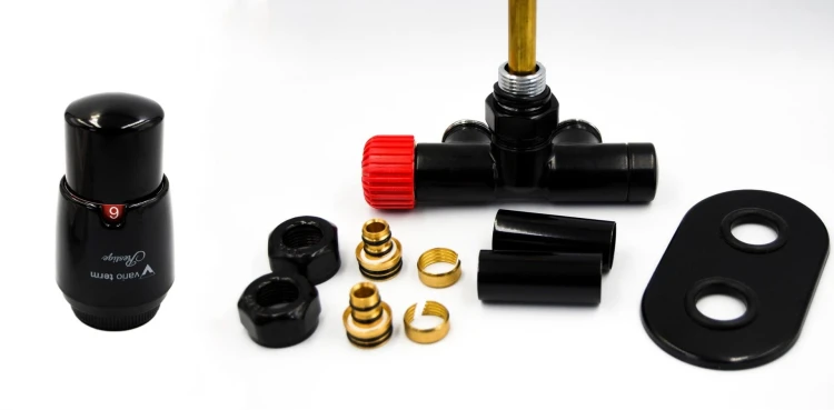 Zestaw zaworów termostatyczny Unico Radeco lewy / prawy czarny