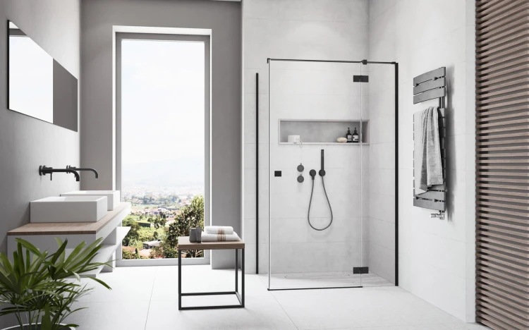 Kabina Radaway Essenza Black KDJ 80x75x200 prawa, szkło przejrzyste