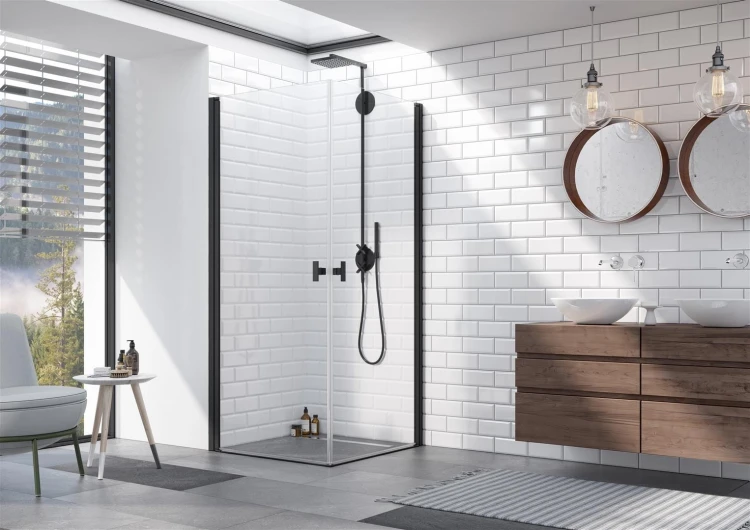 Kabina Radaway Nes 8 Black KDD I 100x100x200 szkło przejrzyste