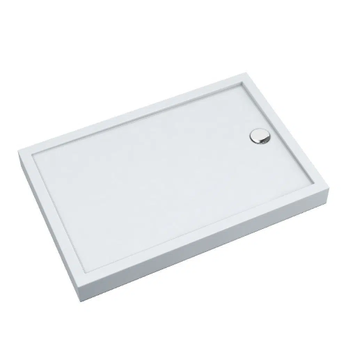 Brodzik prostokątny Cameron 80x120 Schedpol Schedline, biały - odpływ krótszy bok