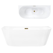 Wanna przyścienna wolnostojąca corsan mono 160 x 75 cm korek klik-klak szczotkowane złoto