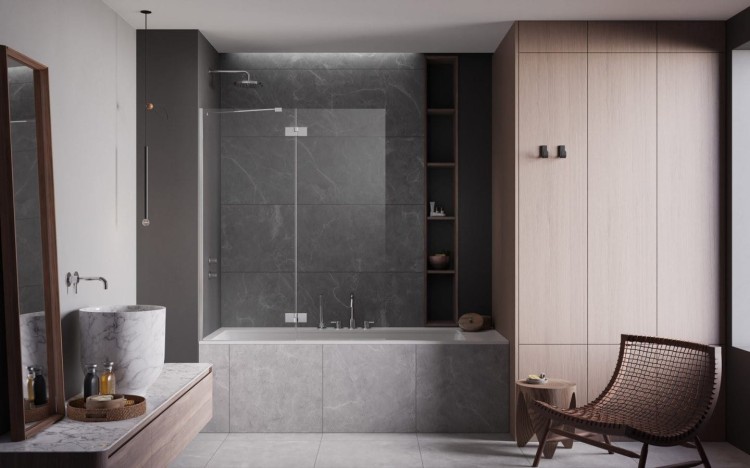 Parawan nawannowy Radaway Essenza PND II 120x150 lewy przejrzysty