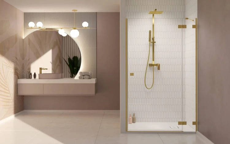 Drzwi prysznicowe Essenza Pro Brushed Gold DWJ Radaway prawe złote