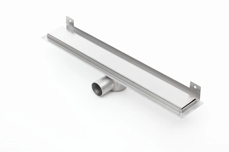 Odpływ liniowy ścienny z flanszą i metalowym syfonem Kesmet 60 cm z rusztem Smooth