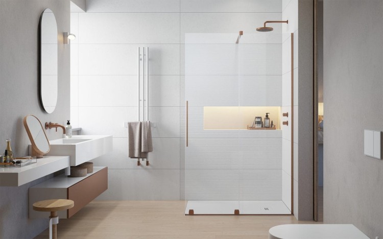 Kabina prysznicowa Furo Brushed Copper Walk-in Radaway prawa