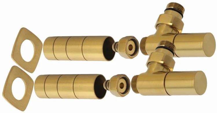 Zestaw zaworów kątowy Round M Sunerzha złoto szczotkowane