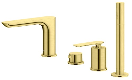 Bateria wannowa 4-otworowa Experience Brushed Gold KOHLMAN złoto szczotkowane