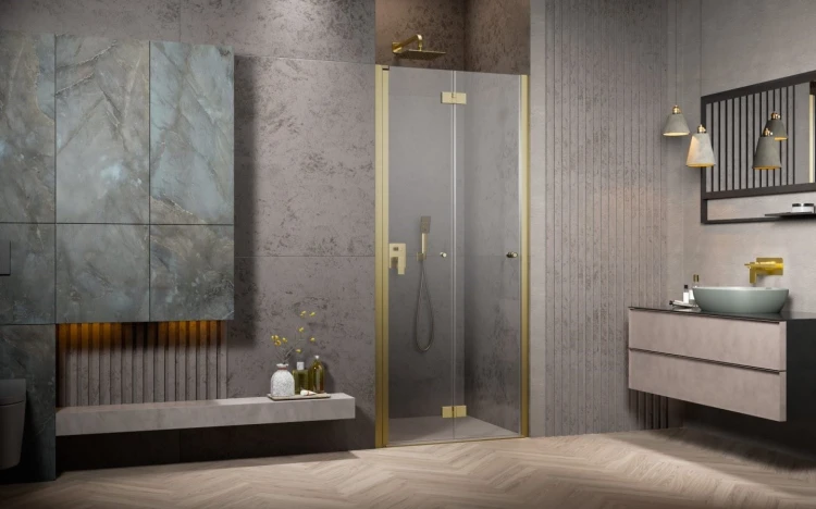 Drzwi prysznicowe Radaway Nes Brushed Gold DWB lewe