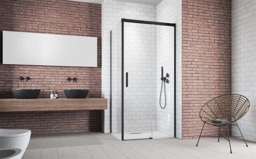 Kabina Radaway Idea Black KDJ 100x100x200,5 prawa, szkło przejrzyste