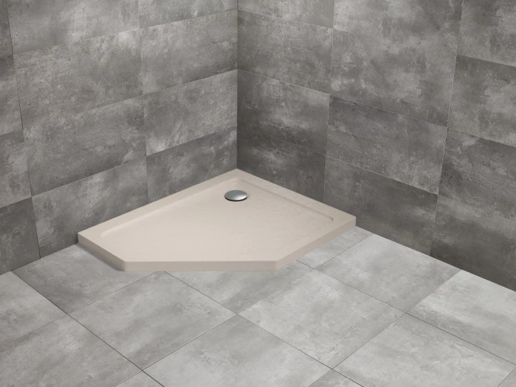 Brodzik pięciokątny Radaway Doros PT E 100x90x5 Stone kaszmirowy prawy