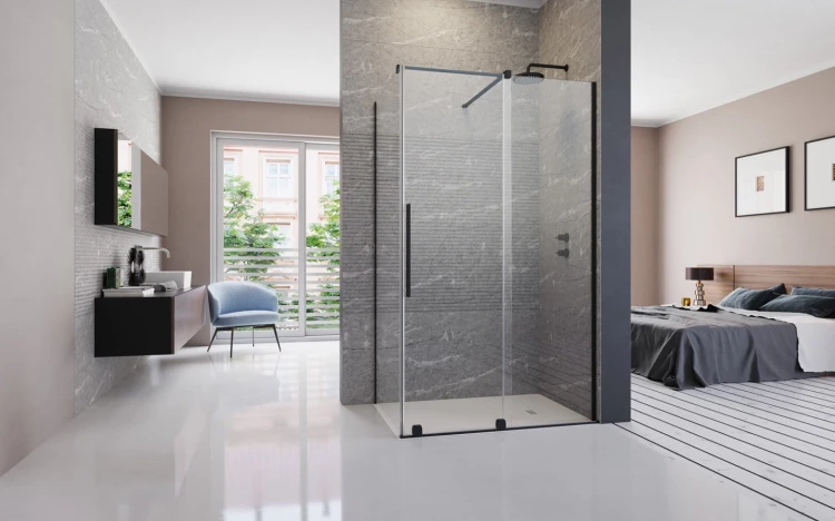 Kabina prysznicowa Furo Black KDJ 90x90x200 Radaway prawa przejrzysta