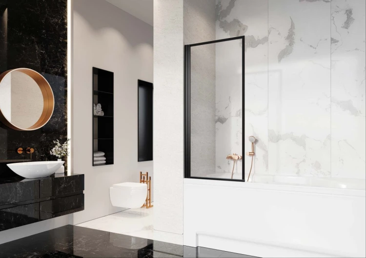 Parawan nawannowy Radaway Nes 8 Black PNJ I Frame lewy