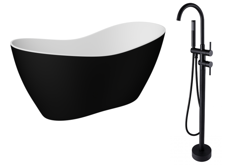 Wanna wolnostojąca Besco VIYA B&amp;W 160x70 + bateria Illusion I