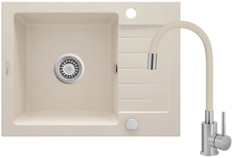 Zlewozmywak granitowy z baterią 1-komorowy z ociekaczem