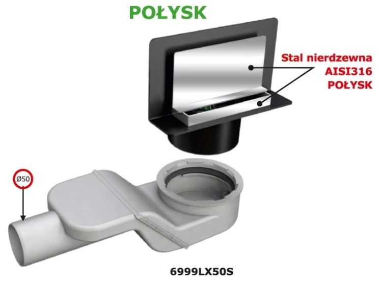 Ścienny odpływ prysznicowy Wally Bonomini chrom połysk