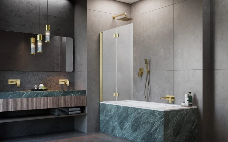 Parawan nawannowy Radaway Nes Brushed Gold PND I lewy