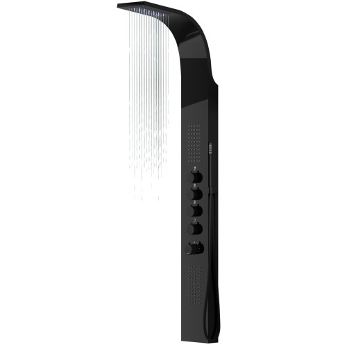 Panel prysznicowy corsan samsara mieszacz czarna stal deszczownica led