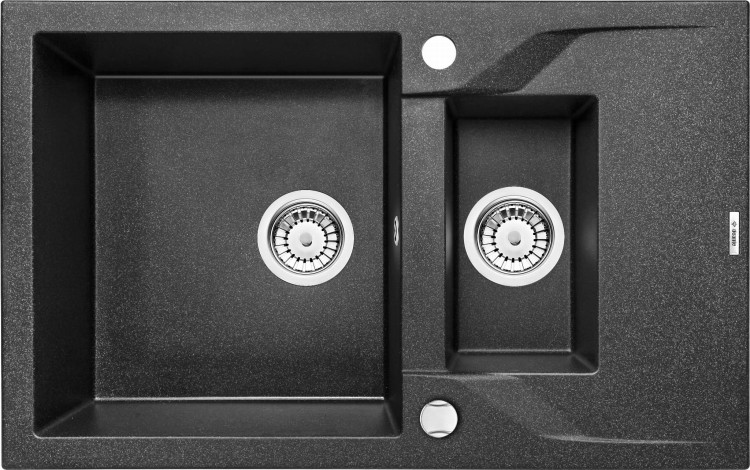 Zlewozmywak 1,5-komorowy z krótkim ociekaczem - grafitowy Andante Deante