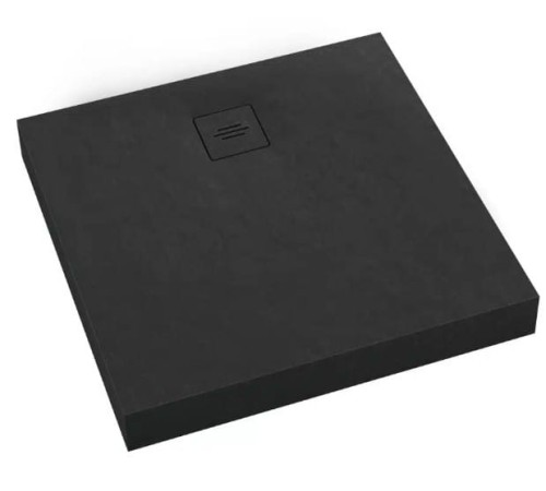Brodzik kwadratowy NONLIMITS Black Stone 80x80 Schedpol Schedline, czarny - odpływ na środku