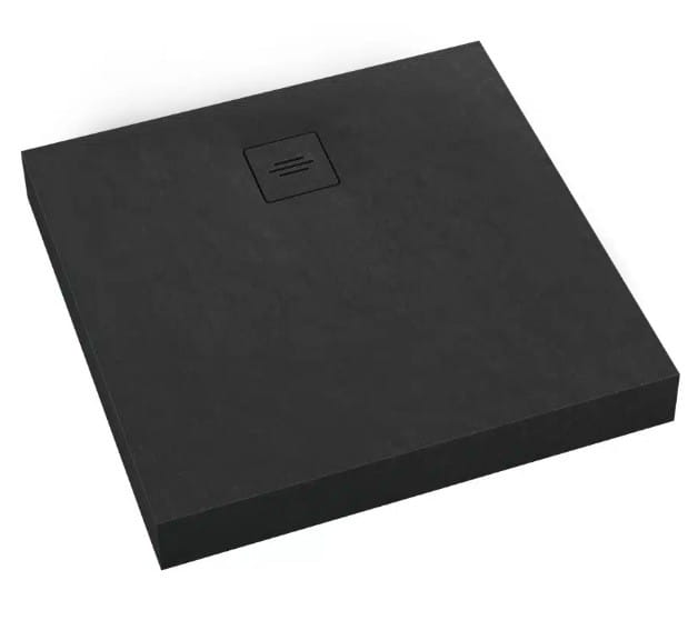 Brodzik kwadratowy NONLIMITS Black Stone 80x80 Schedpol Schedline, czarny - odpływ na środku