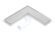 Odpływ liniowy narożny z flanszą Kesmet 100x100 cm z rusztem